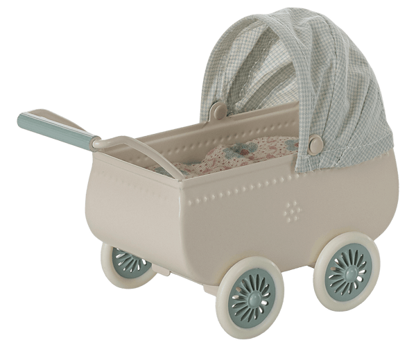 *PRE-ORDER* Maileg,  Pram with Baby Mouse - Mint (DUE END MARCH)