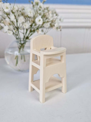 Maileg Off White Wooden High Chair for Mice, rabbits and Playtime Fun.