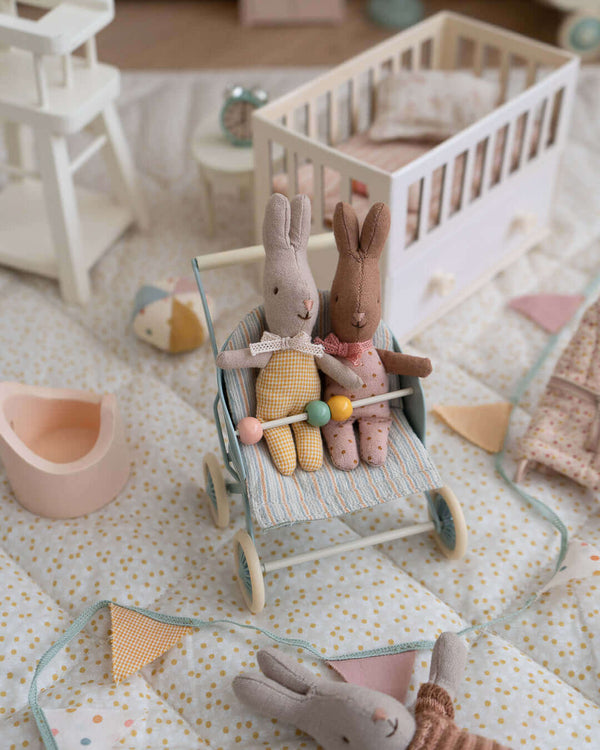 Maileg, Stroller, Baby Mice - Mint