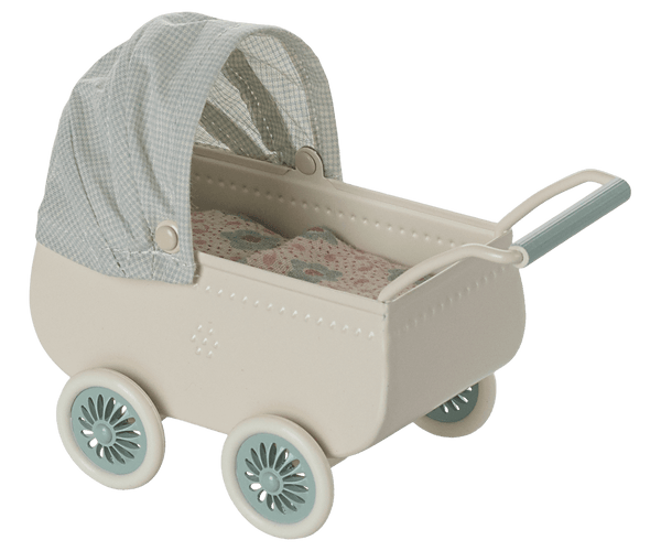 *PRE-ORDER* Maileg,  Pram with Baby Mouse - Mint (DUE END MARCH)