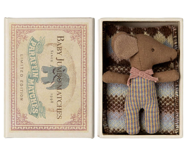 Maileg, Sleepy wakey Baby Mouse in Matchbox - Rose