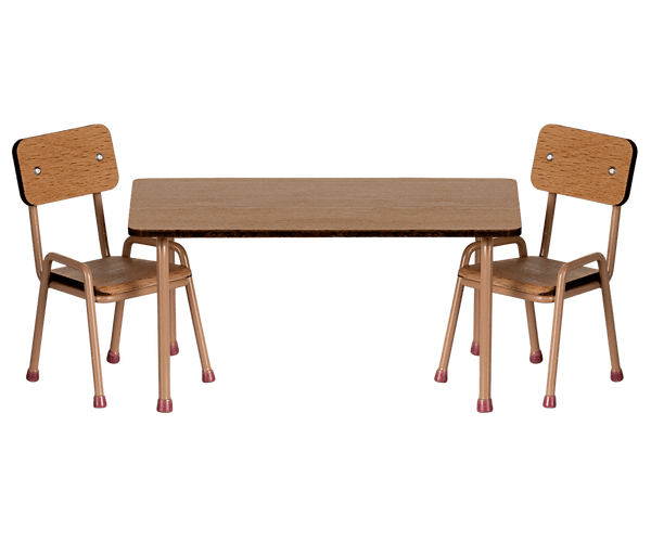 Maileg, Wooden Table & Chair set, Mouse - Dark Powder