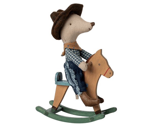 *PRE-ORDER* Maileg, Cowboy Mouse on Rocking Horse, Little Brother (DUE END JUNE)