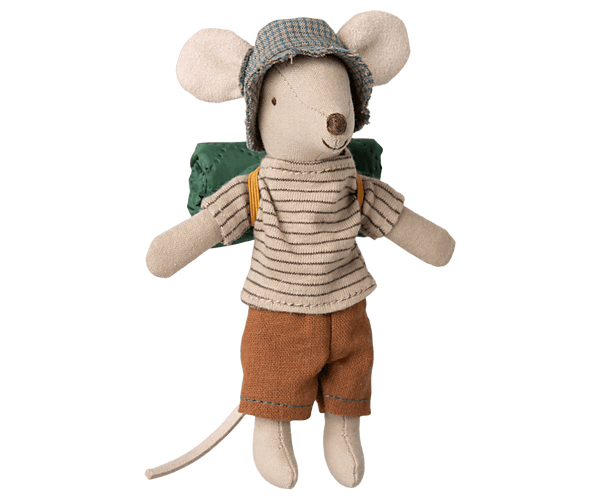 Maileg, Hank the Big Brother Hiking Mouse in Brown Top