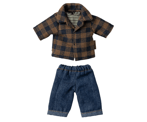 *PRE-ORDER* Maileg, Blue Checked Shirt & Pants, Dad Mouse (DUE END MARCH)