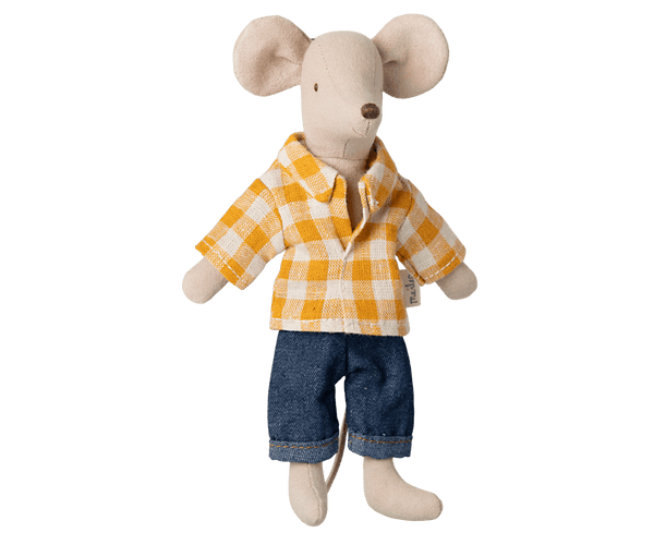 *PRE-ORDER* Maileg, Dad Mouse Mouse in Yellow Checked Shirt (DUE END FEB)