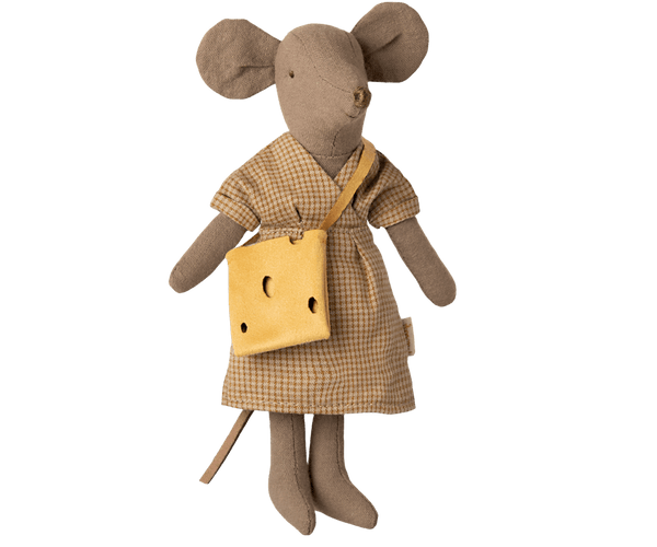 *PRE-ORDER* Maileg, Mum Mouse in Yellow Dress w Bag (DUE END MARCH)