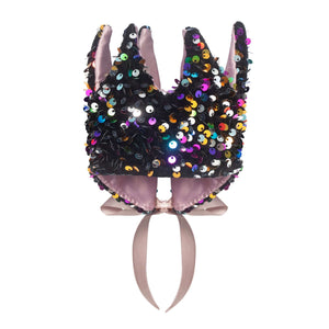 Mimi & Lula Rainbow Dazzle Sequin Crown with Colorful Sequins and Ribbon Ties