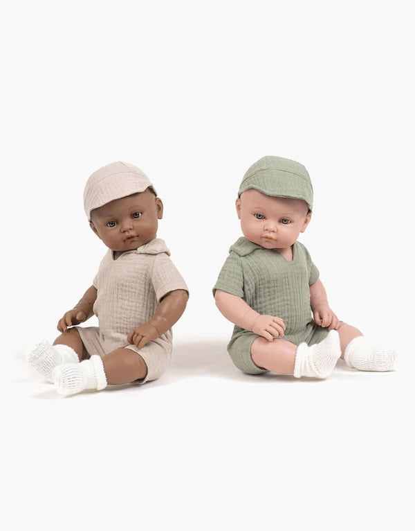 Minikane Toddlers, Augustin Dressed in Jumpsuit & Cap Set (Beige)