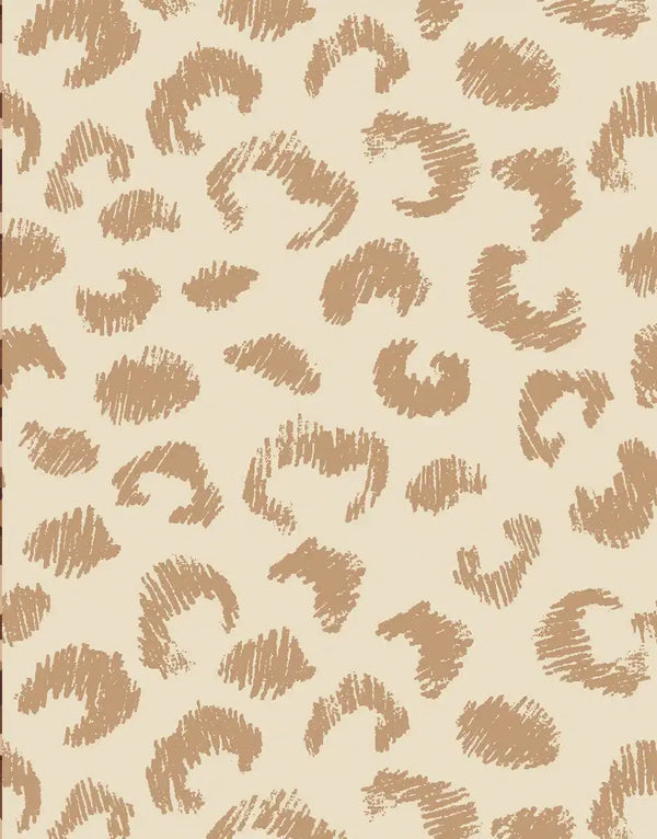 Cream and brown leopard print fabric design, perfect for crafting cute outfits for 34 cm dolls.