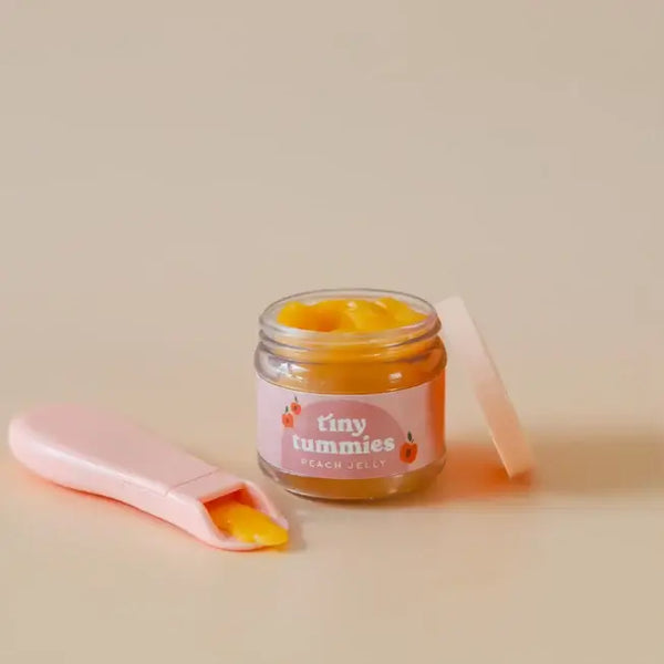 Tiny Harlow, Tiny Tummies Peach Jelly Jar and Spoon Set