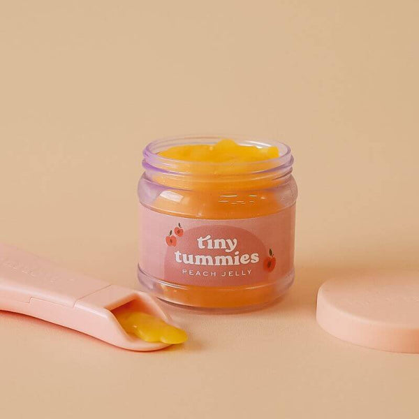 Tiny Harlow, Tiny Tummies Peach Jelly Jar and Spoon Set