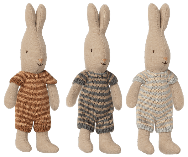 Maileg, Micro Rabbit in Knitted Outfit (Dark Blue)