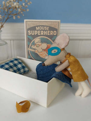 Maileg, Super Hero Mouse, Little Brother in Matchbox (Mouse of the Month)