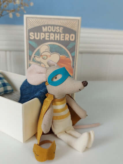 Maileg, Super Hero Mouse, Little Brother in Matchbox