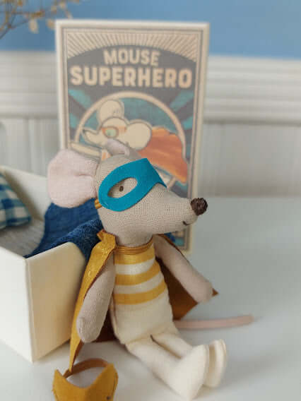 Maileg, Super Hero Mouse, Little Brother in Matchbox